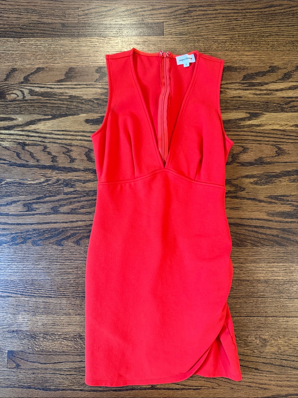 Red Sleeveless V-Neck Dress by Superdown